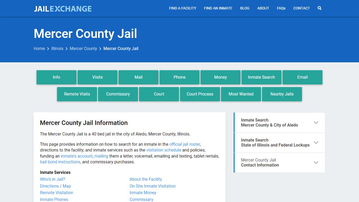Mercer County Jail, IL Inmate Search, Information